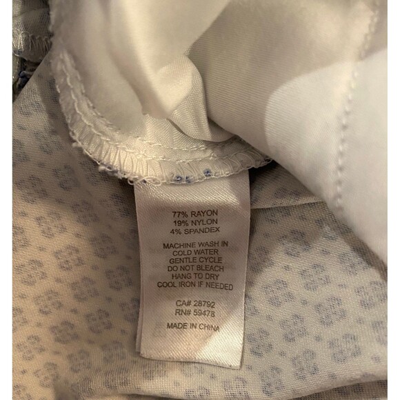 Cynthia Rowley Blue & White Pattern Stretchy Pants Size 10 Zip Front - Picture 8 of 12